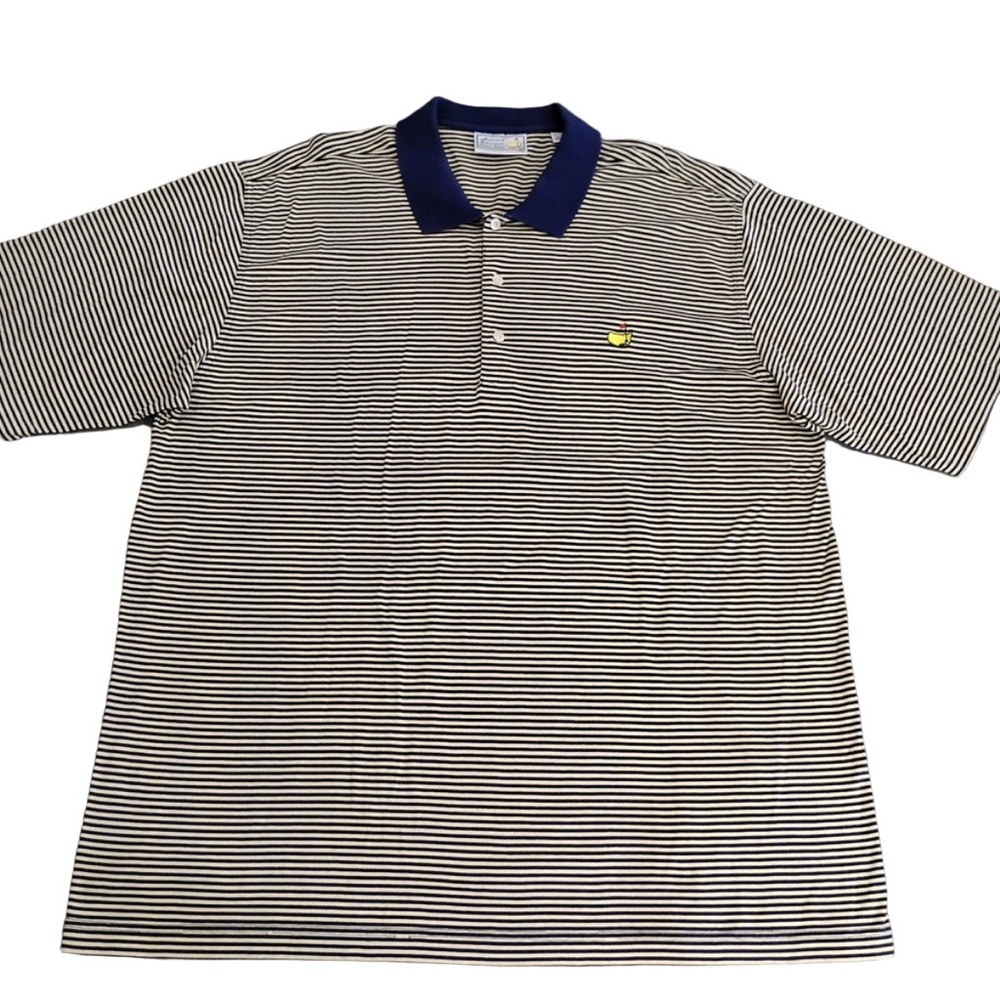 Masters cream and navy Striped Polo Shirt